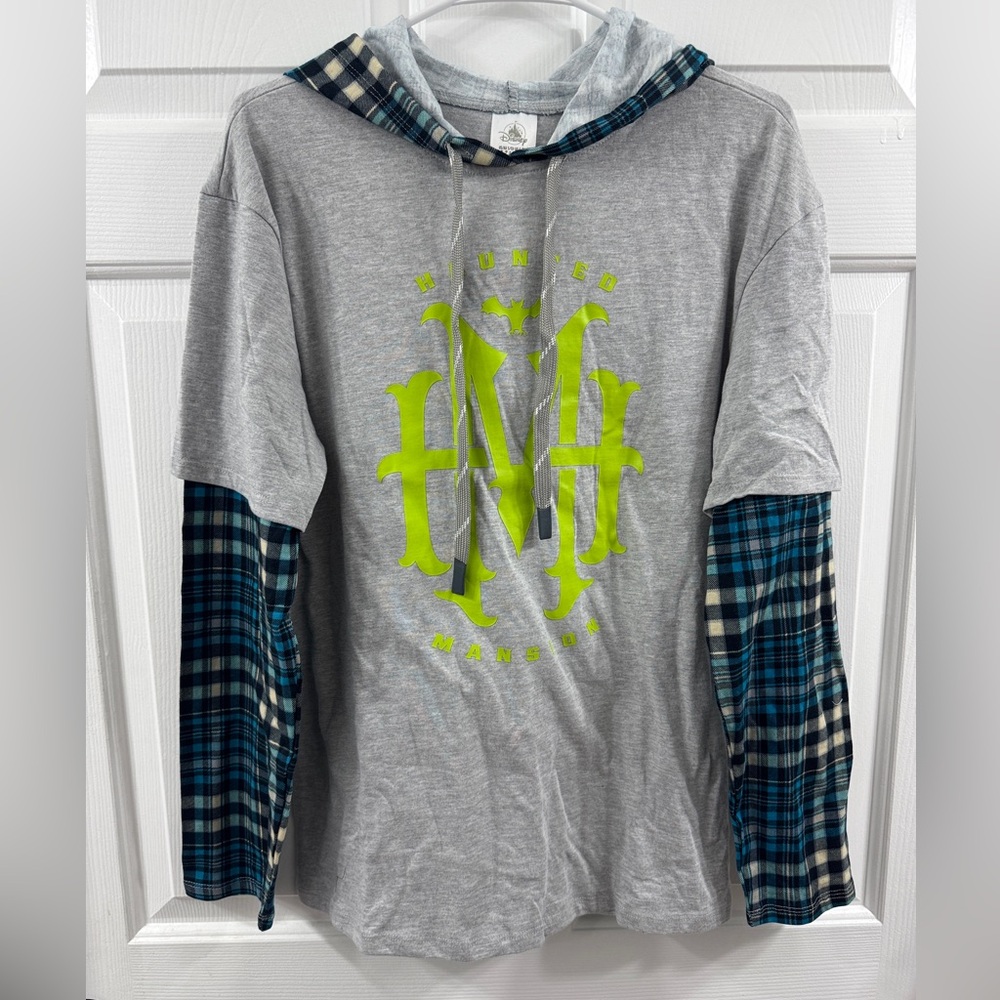 Disney haunted mansion Gray with Blue plaid Details